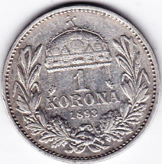 3) Ungaria Austria 1 KORONA/KRONE/COROANA argint 1893 foto