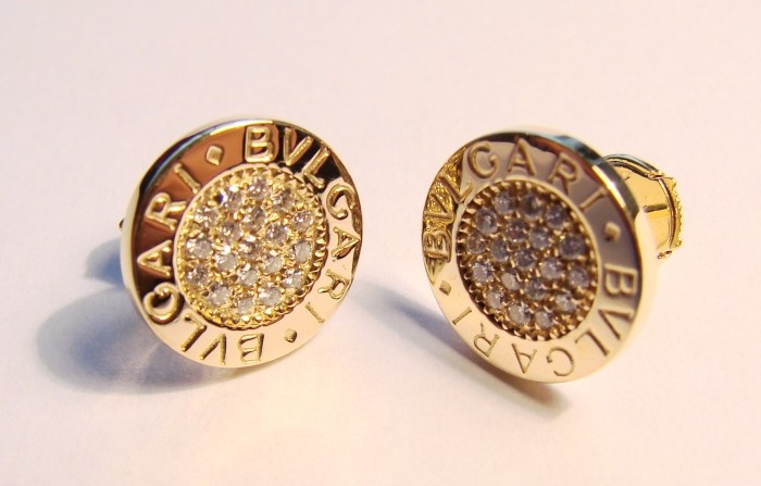 cercei aur bvlgari cu diamante jewelry 18k gold diamonds earrings bvlgari  18 Ct 4800 usd retail price | arhiva Okazii.ro
