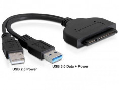 Convertor SATA 22 pin la USB 3.0-A tata + USB 2.0 tata-61883 foto