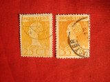 Set 2 Timbre25+ 35 C galben-orange 1923 R.Vilhelmina Olanda ,stamp.