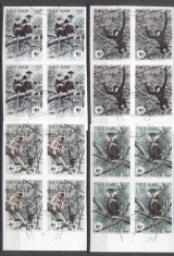 Vietnam 1987 Maimute, 4 serii imperf. in bloc, stamp. T.385 foto