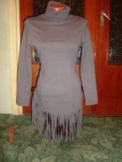 Rochie/ bluza gri cu franjuri marime S foto