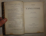 H. Taine NOTES SUR L ANGLETERRE 6e ed. Hachette 1880 legata