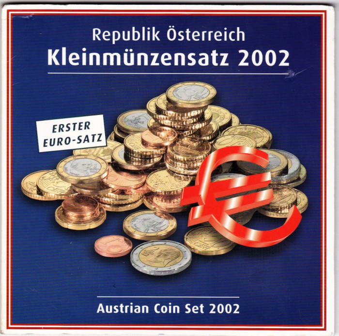 Austria 8 monede euro set monetarie 2002 in folder