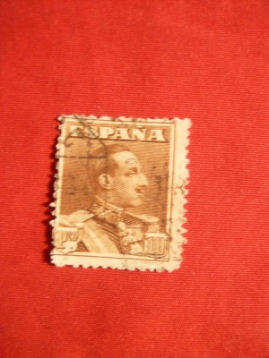 Timbru 10 Peseta brun Alfons XIII 1924 Spania ,stamp foto