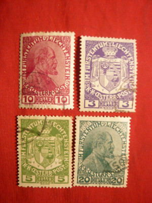 Serie mica Johan II si Blazoane 1917 Liechtenstein ,4 val.stamp. foto