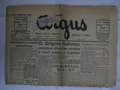 ZIARUL ARGUS DIN 8 MAI 1939 foto