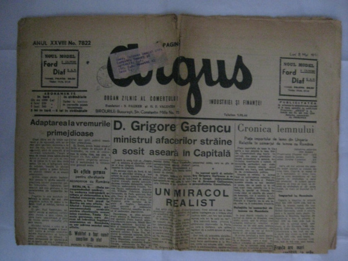 ZIARUL ARGUS DIN 8 MAI 1939