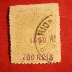 Timbru 700 Reis supratipar pe 500 Reis 1899 Brazilia ,stamp.