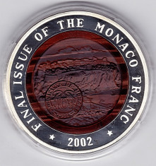 Monaco,2002 ultimul an de batere a francului,10 WON Corea,argint 999% 34,42 gr foto