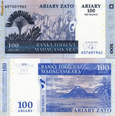 MADAGASCAR 100 ariary (500 francs) 2004 UNC!!! foto