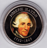Medalie jubiliara Joseph Haydn, COLORA,jubiliara 1000 ani Austria,UNC,in cutie cu certificat