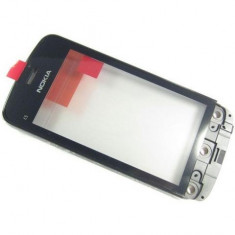 Carcasa rama fata geam sticla touchscreen touch screen digitizer Nokia C5-03 gri / grey / gray Original SWAP foto