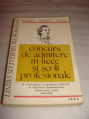 concurs de admitere in licee si scoli profesionale - M.Botoaca / S.Botoaca / G.Sovu foto