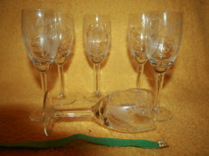 MOTIV FLORAL Splendid set de 6 pahare de sticla cu picior gravate manual foto