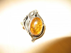Vand inel argint 925 cu Authentic Baltic Amber foto