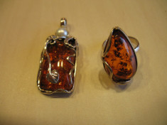 Vand set argint 925 cu Authentic Baltic Amber foto