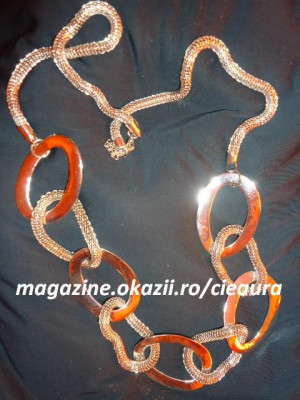 COLIER BRATARA FASHION LANT GROS tip SARPE 9 ZALE OVALE FOARTE MARI METALICE ARGINTII CROMATE COLIERE MARGELE ACCESORII MODA BIJUTERII FEMEI foto