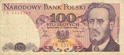 Polonia 100 Zlotych 1986 foto