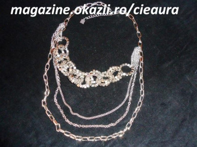 COLIER BRATARA FASHION 4 LANTURI METALICE CROMATE de FORME DIFERITE COLECTIE NOUA COLIERE BRATARI ACCESORII MODA BIJUTERII FEMEI foto