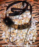 COLIER MARGELE FASHION BLANITA NATURALA ANIMAL PRINT LANTURI AURII si NEGRE PUF NEGRU PIATRA SWAROVSKI BENTITA SATIN COLIERE ACCESORII MODA FEMEI