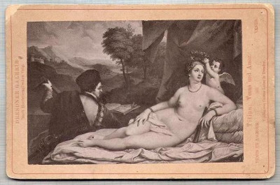 New FOTO CABINET83 Venus und Amor(Nud) -Titian -Dresdner Galerie -sf.de sec.XIX,inceput de secol XX-dimens16,7X10,8cm-starea ce se vede foto