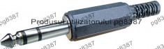 Conector jack 6,3mm, stereo, tata, negru, pe cablu - 121201 foto