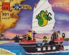 Corabia piratilor tip lego, 211 piese, jucarii educative si creative, Enlighten 301 foto