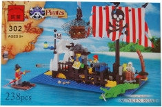Pluta piratilor tip lego sau vasul scufundat, 238 de piese, jucarii educative si creative, Enlighten 302 foto