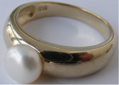 Inel vechi din argint cu perla (3) foto