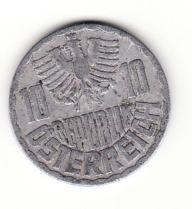Austria 10 groschen 1953 foto