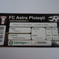 Bilet meci fotbal ASTRA Ploiesti- VOINTA Sibiu 31.07.2011