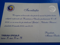 Invitatie meci fotbal ROMANIA - OLANDA 26.03.2005 foto