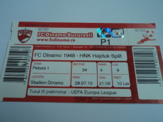 Bilet meci fotbal DINAMO Bucuresti - HAJDUK Split 29.07.2010 foto