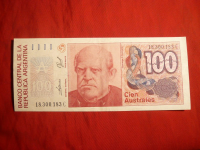 Bancnota 100 Australi Argentina , cal.Buna-F.Buna foto