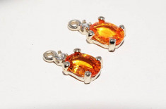 accesorii pt cercei aur alb 14K safire naturale orange &amp;amp;amp; diamante 1.26CT, f ieftini foto