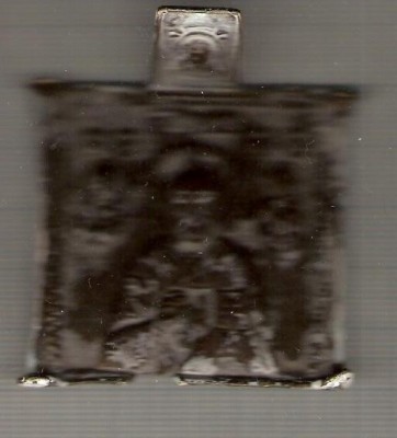 C544 Medalie -Iconita veche din bronz, de fapt, este partea centrala a unui triptic -marime 62X55 mm, gr.aprox.32 gr.-starea care se vede foto