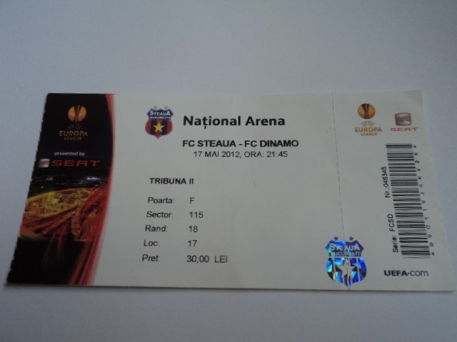 Bilet meci fotbal STEAUA - DINAMO 17.05.2012 foto mare Bilet meci fotbal STEAUA - DINAMO 17.05.2012 foto mare