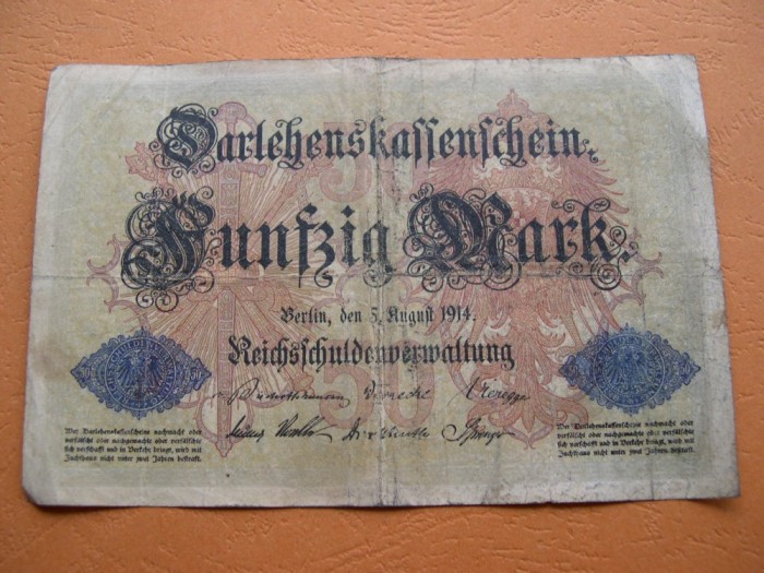 Germania 50 mark 1914 august 5 Berlin BNr82