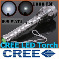 LANTERNA CREE LED POLICE 800 WATT,1000 LUMENI+ACUMULATOR+INCARCATOR 220V SI AUTO. foto