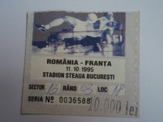 Bilet meci fotbal ROMANIA - FRANTA 11.10.1995 foto