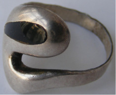 Inel vechi din argint cu piatra onyx (19) - de colectie foto