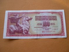 Iugoslavia 100 dinar 1981 noiembrie 4 BS foto