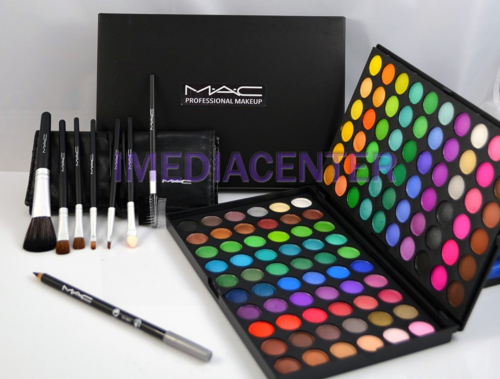 Trusa machiaj profesionala farduri 120 culori MAC Paleta Nuante Colorate  farduri mate si sidefate trusa farduri + CADOU Set 7 pensule machiaj MAC |  arhiva Okazii.ro