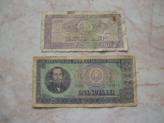 Lot 2 bancnote diferite 10 lei + 100 lei 1966 foto