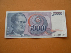Iugoslavia 5000 dinar 1985 mai 1 CH foto