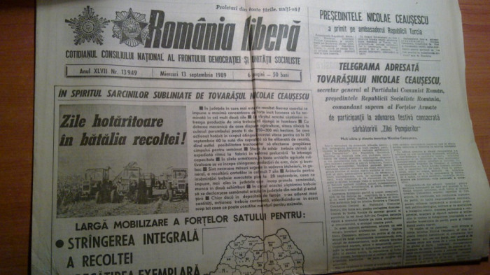ziarul romania libera 13 septembrie 1989