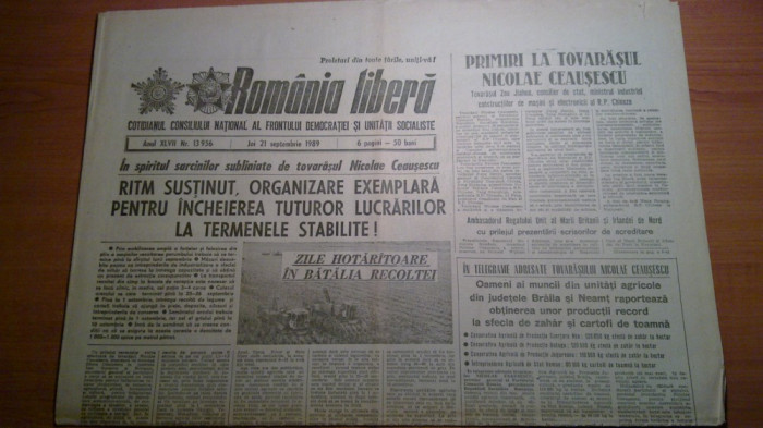 ziarul romania libera 21 septembrie 1989