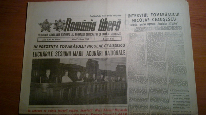 ziarul romania libera 30 iunie 1989