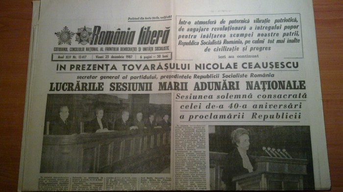 romania libera 25 decembrie 1987-lucrarile sesiunii marii adunari nationale